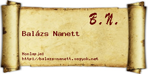 Balázs Nanett névjegykártya